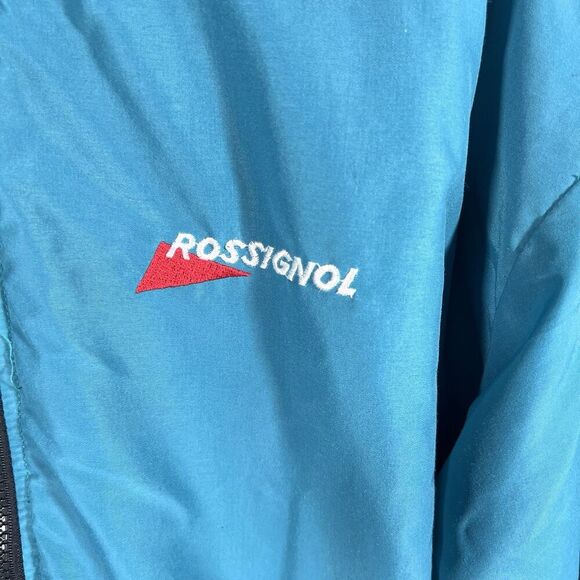 Vintage Rossignol Teal Fleece Lined Full Zip Jacket Winter Coat Men's XL - Picture 4 of 11